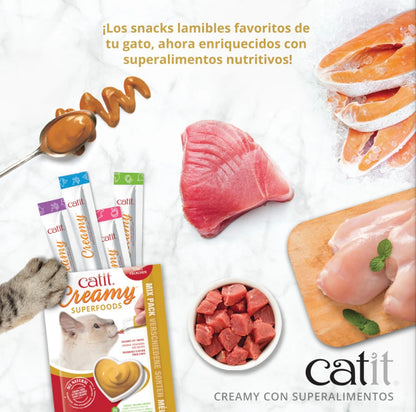 Tubos Catit Creamy con superalimentos naturales para gatos