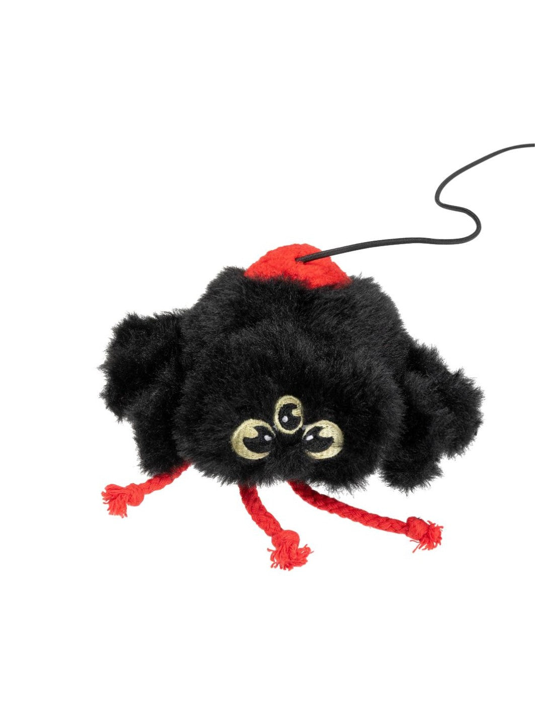 Webastian Junior de FuzzYard, araña de peluche negra con detalles rojos para gatos
