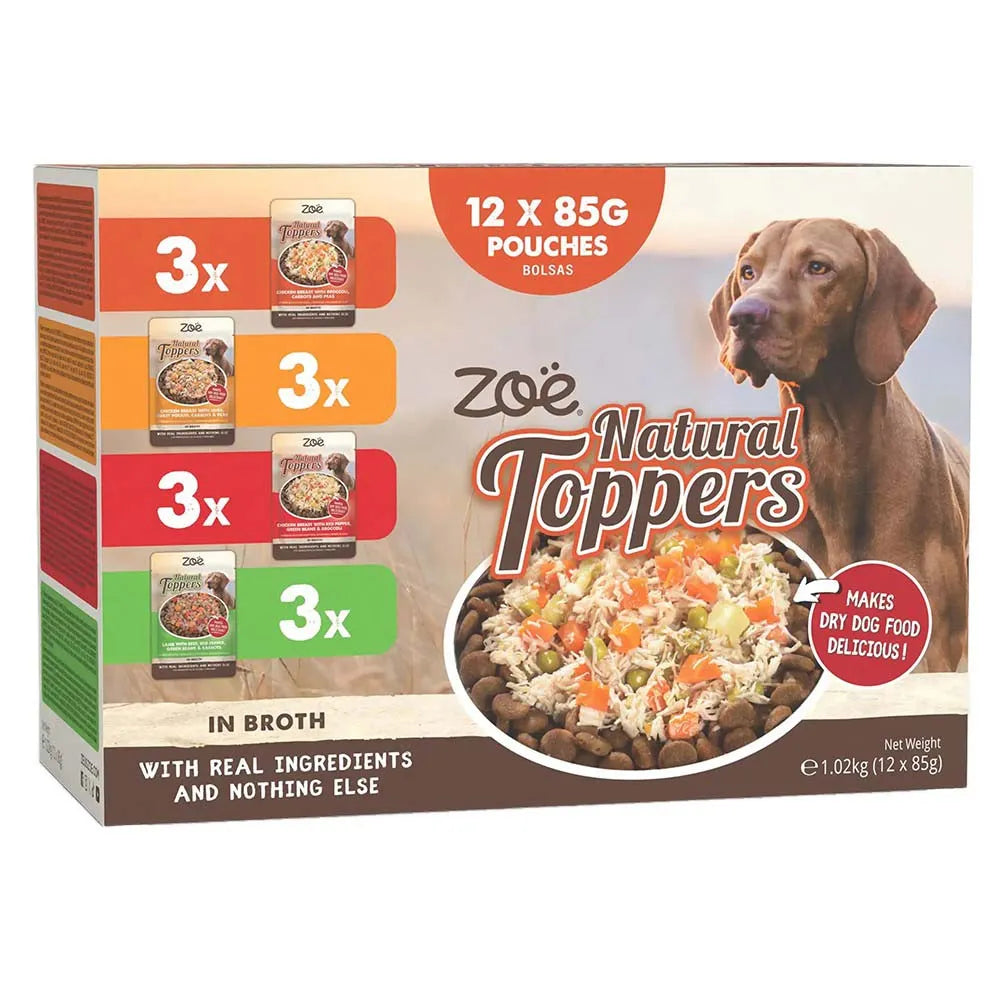 Zoë Natural Toppers pack variado 12x85g para perros