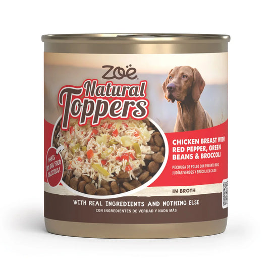 Zoë Natural Toppers pollo con pimiento rojo 170g para perros