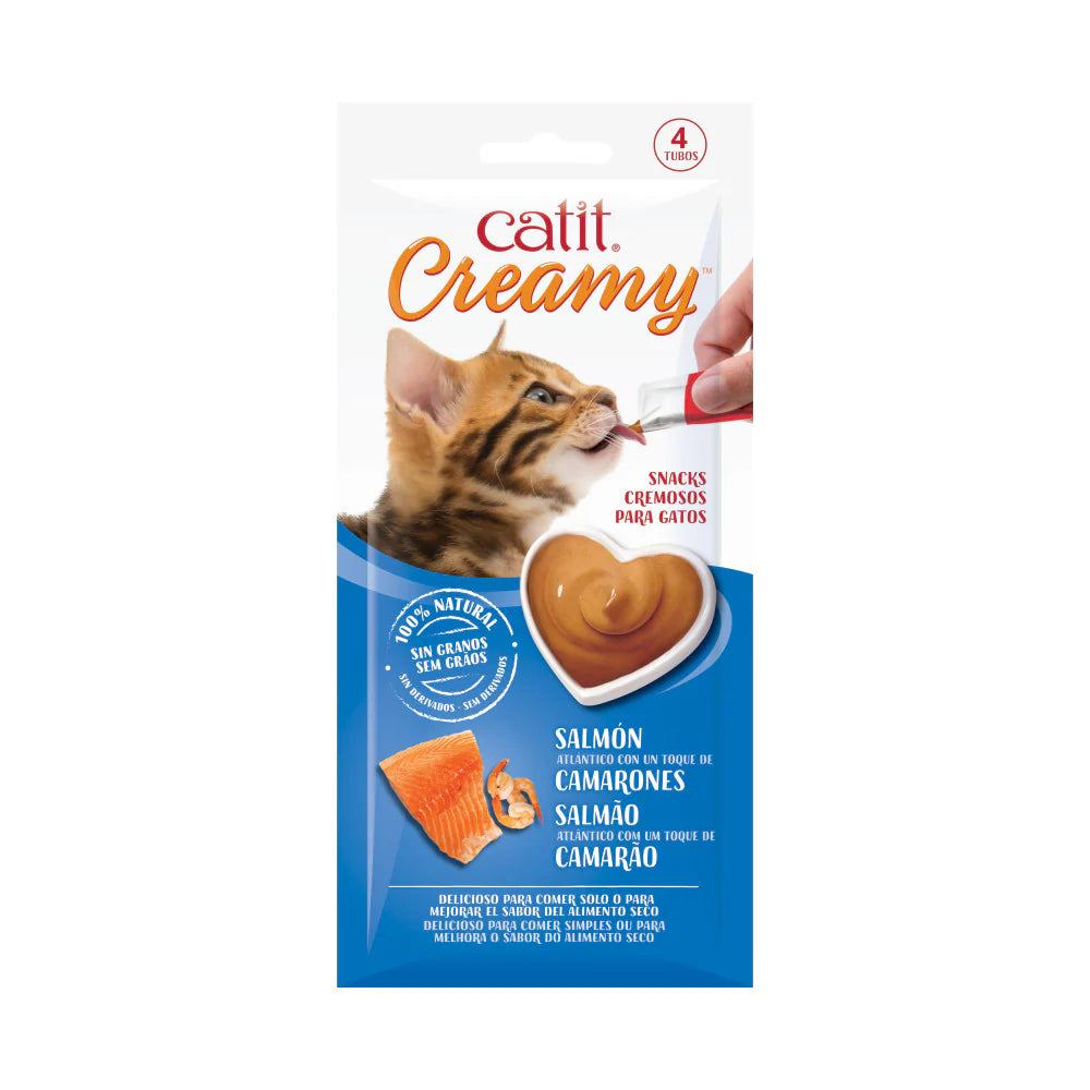 Catit | Creamy treat de Salmon y gambas - 4 tubos