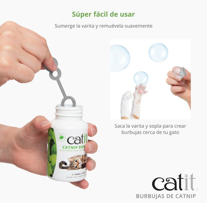 catnip para gatos en formato burbujas