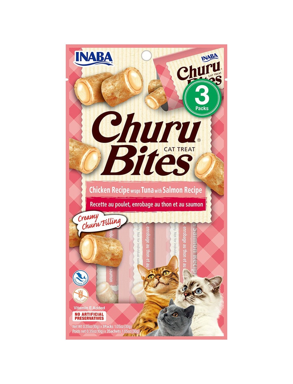 Inaba | Churu Bites para Gatos Pollo con Salmón (3x10g)