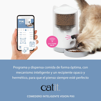 comedero gatos acero inoxidable con app