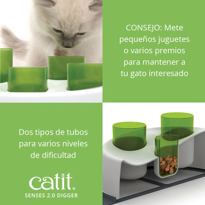 comedero para gatos que estimula el uso de patas
