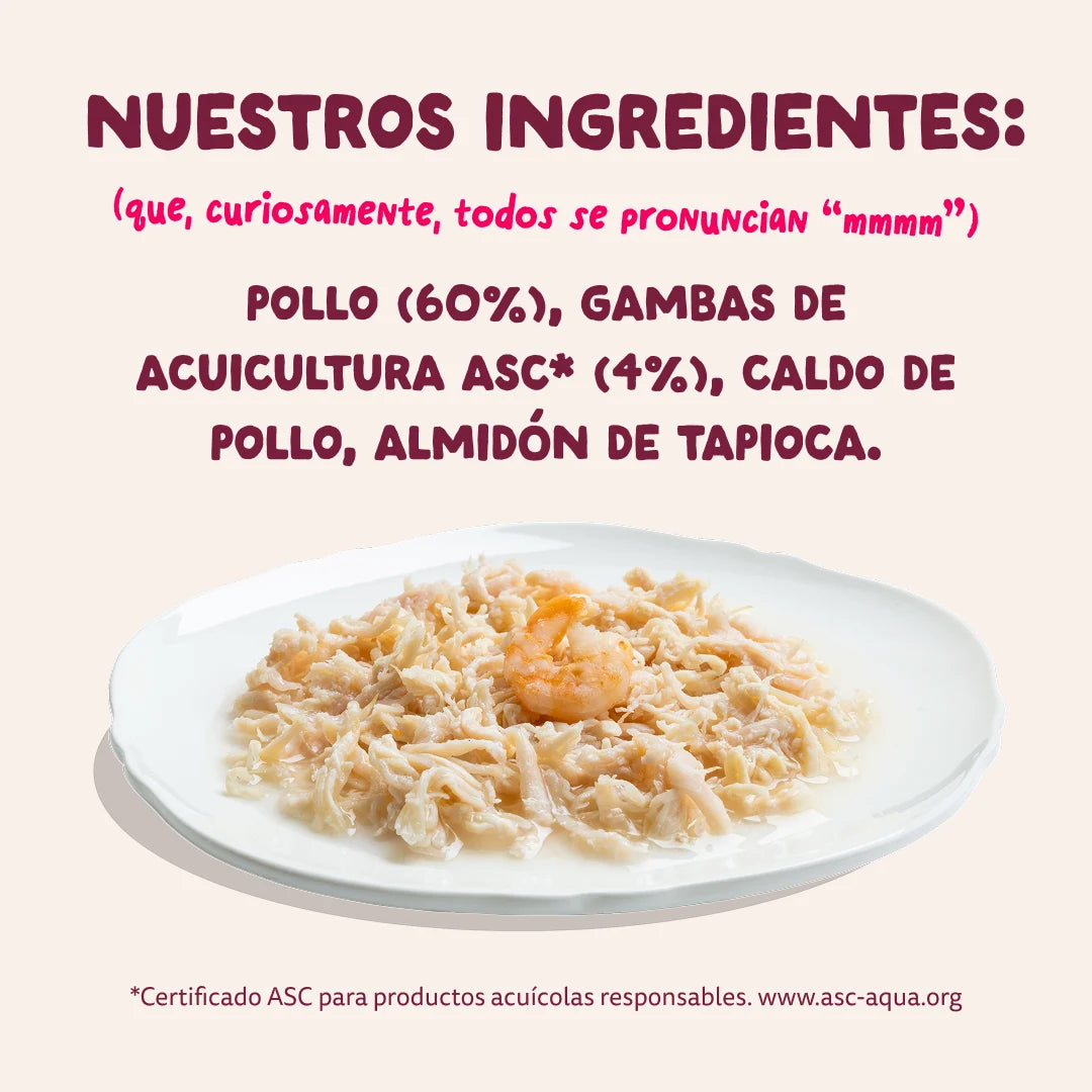 comida humeda gatos alta humedad pollo gambas
