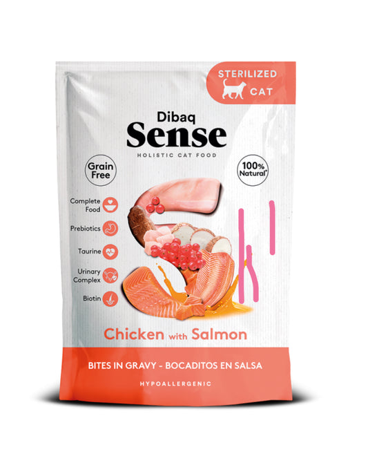 comida humeda gatos esterilizados pollo salmon salsa