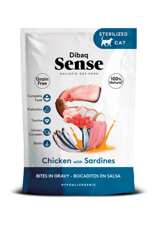 comida humeda gatos esterilizados pollo sardinas salsa