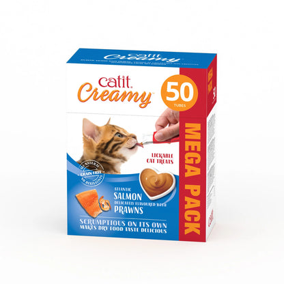 Catit | Creamy treat de Salmon y gambas - 4 tubos