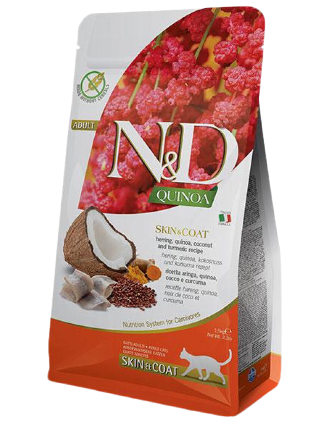 farmina nd quinoa skin coat gatos arenque coco