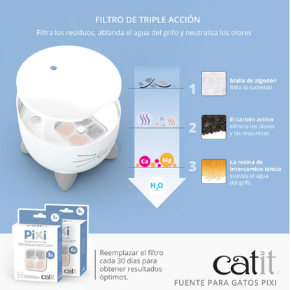fuente gatos acero inoxidable