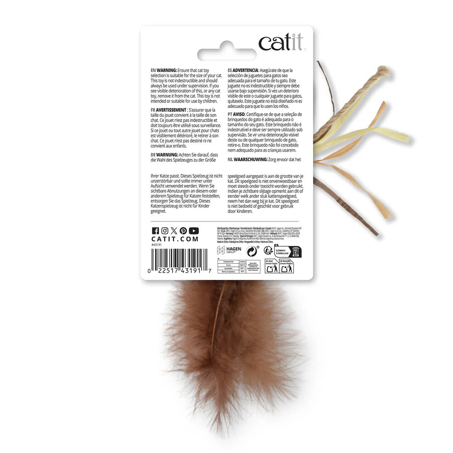 juguete gato pez con plumas y catnip