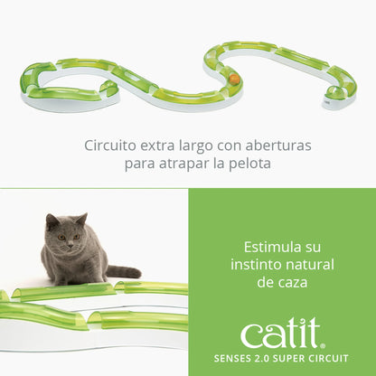 juguete para gatos con pista larga y bola