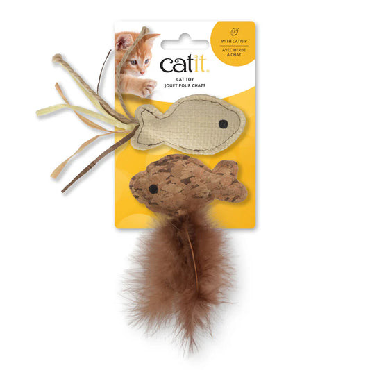 juguetes gatos peces rafia plumas catit