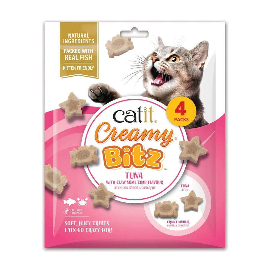 Catit Creamy Bitz Atún con sabor a cangrejo para gatos snack blando con relleno cremoso