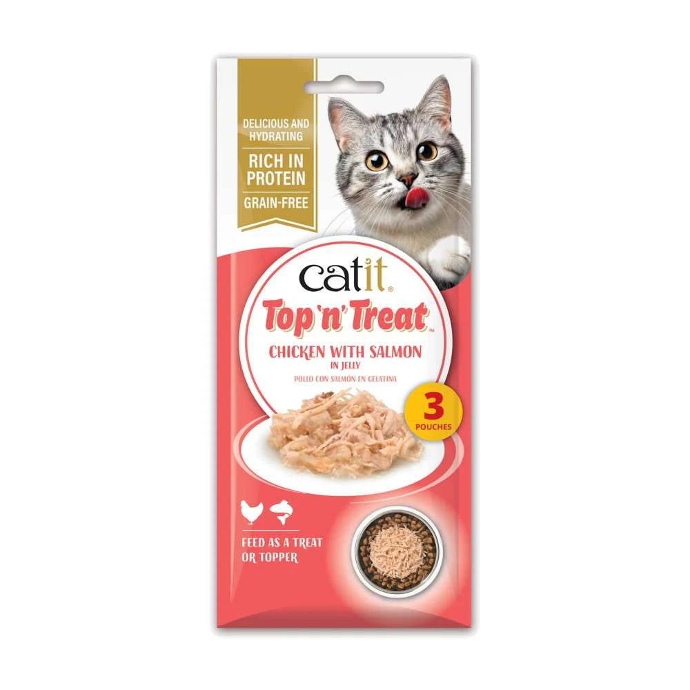 Paquete Catit Top ’N’ Treat Pollo con Salmón con tres bolsitas de 60 g