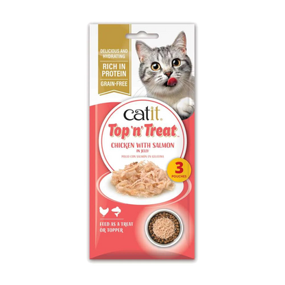 Paquete Catit Top ’N’ Treat Pollo con Salmón con tres bolsitas de 60 g