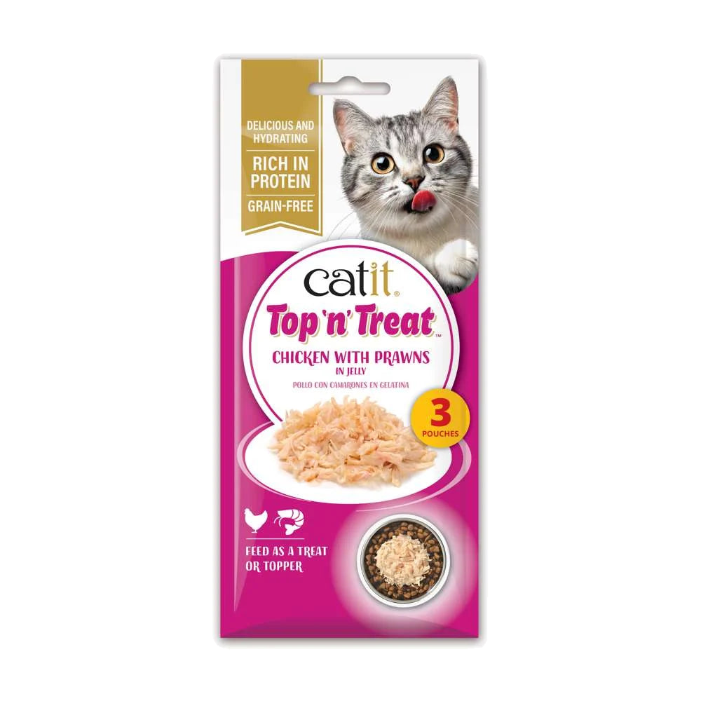Paquete Catit Top ’N’ Treat Pollo con Gambas con tres bolsitas de 60 g