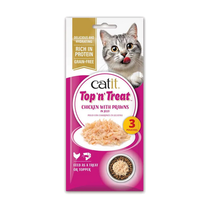 Paquete Catit Top ’N’ Treat Pollo con Gambas con tres bolsitas de 60 g