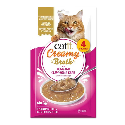 Paquete Catit Creamy Broth Atún y Cangrejo con cuatro sobres