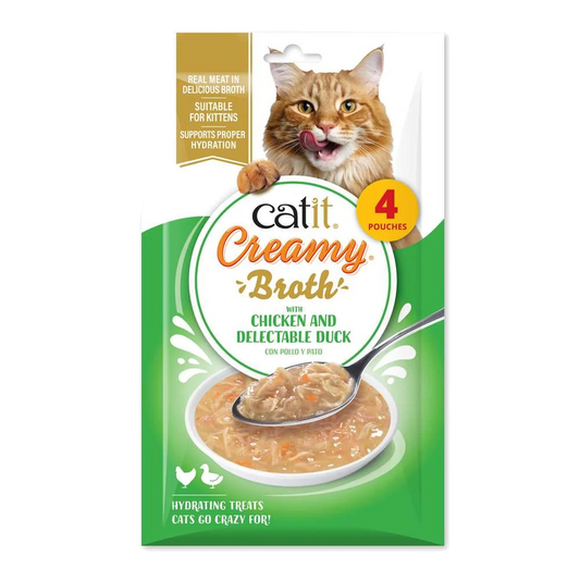 Paquete Catit Creamy Broth Pollo y Pato con cuatro sobres