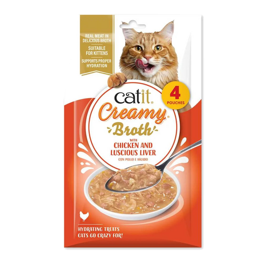Paquete Catit Creamy Broth Pollo e Hígado con cuatro sobres