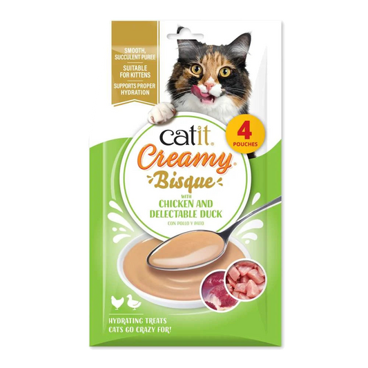 Paquete Catit Creamy Bisque Pollo y Pato con cuatro sobres