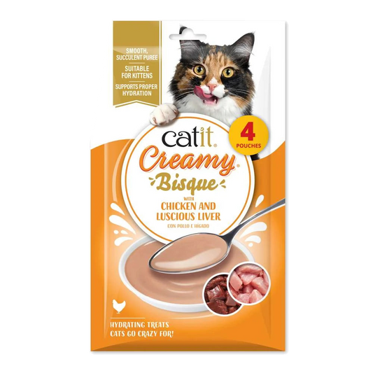 Paquete Catit Creamy Bisque Pollo e Hígado con cuatro sobres