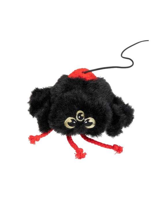 Araña de peluche FuzzYard Webastian Junior, negra con detalles y patas rojas