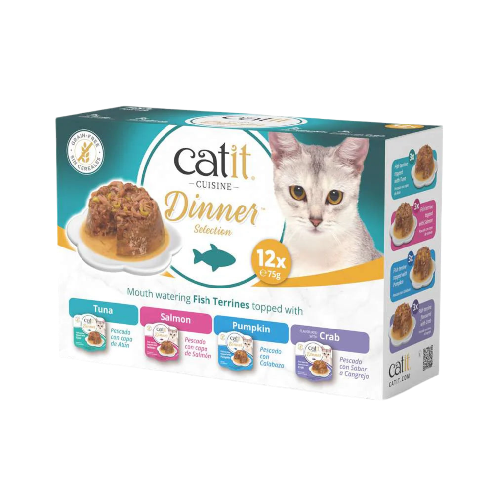 multipack catit cuisine dinner 12 tarrinas comida húmeda variada para gatos
