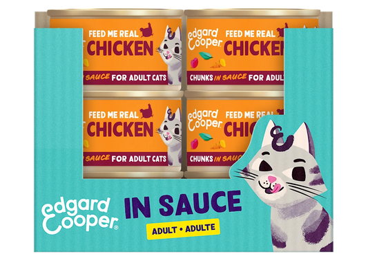 pack 18 latas comida gatos pollo en salsa edgard cooper