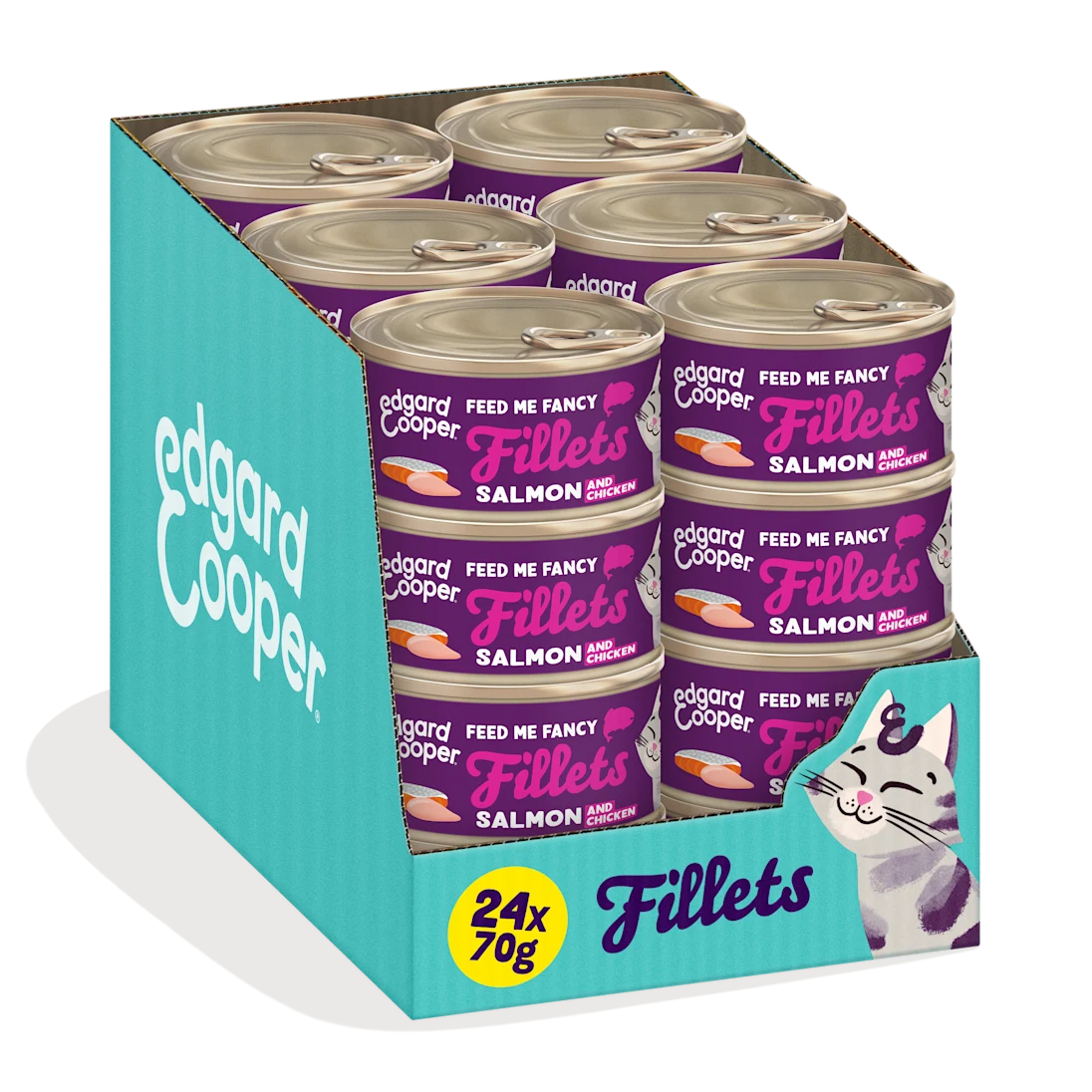 pack 24 latas edgard cooper salmon pollo gatos
