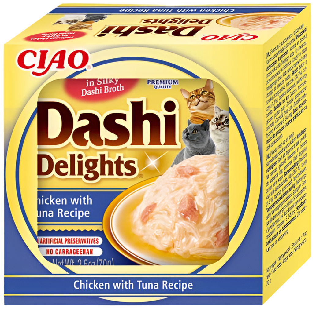 pack 6 tarrinas inaba pollo y atun caldo dashi para gatos