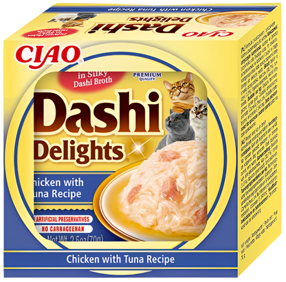 pack 6 tarrinas inaba pollo y atun caldo dashi para gatos