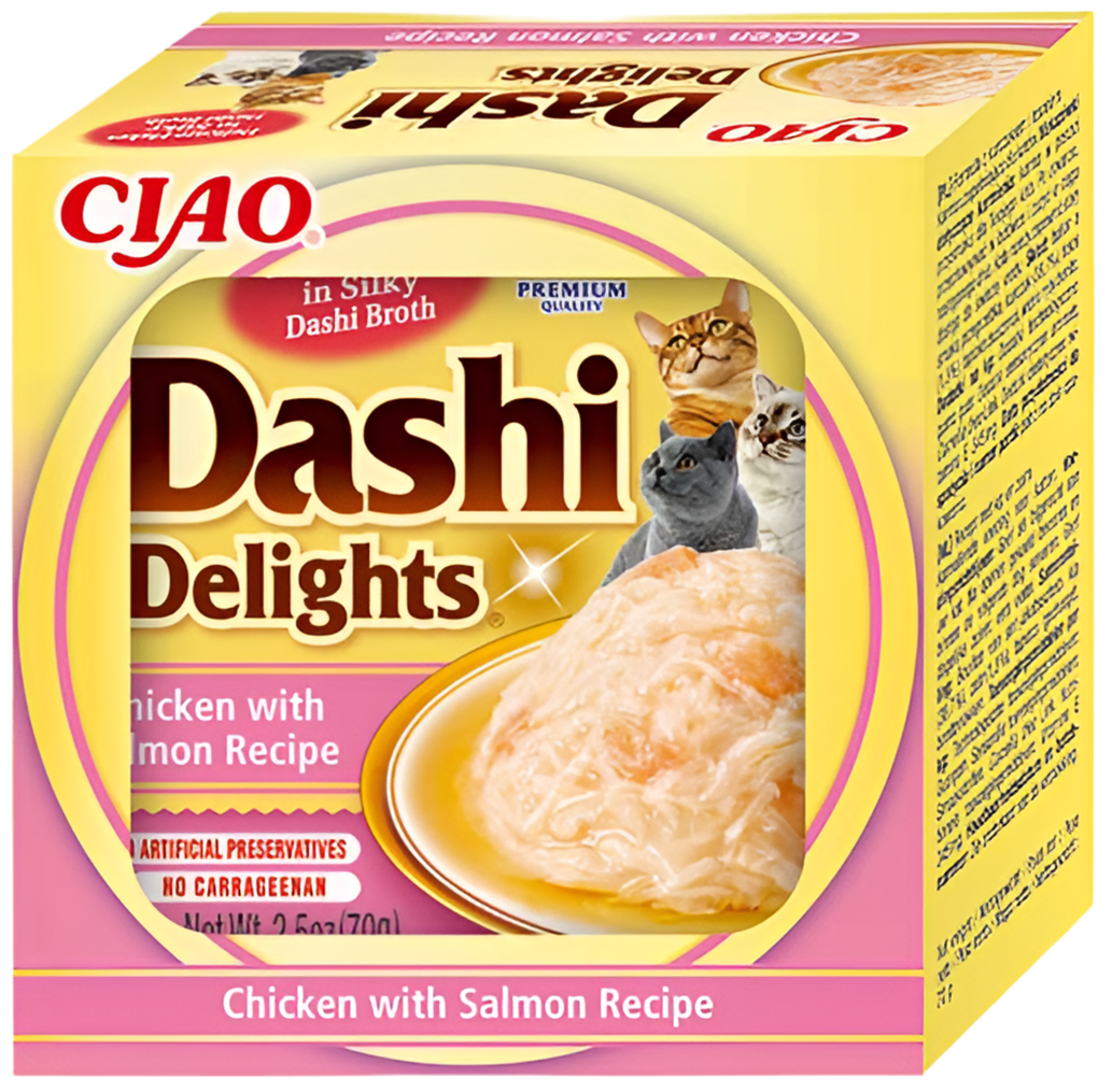 pack 6 tarrinas inaba pollo y salmon caldo dashi para gatos