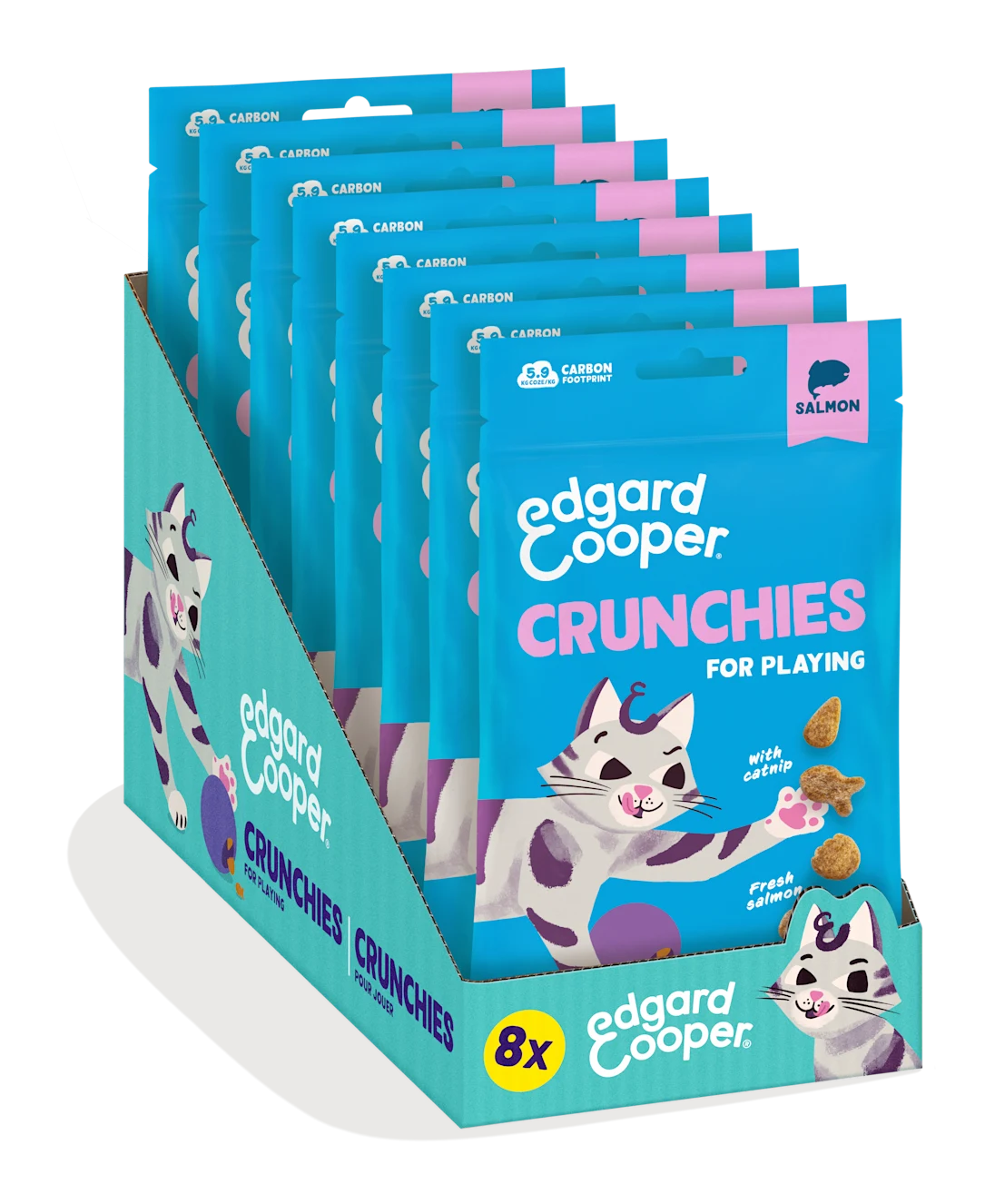pack 8 galletitas gatos salmon edgard cooper 50g