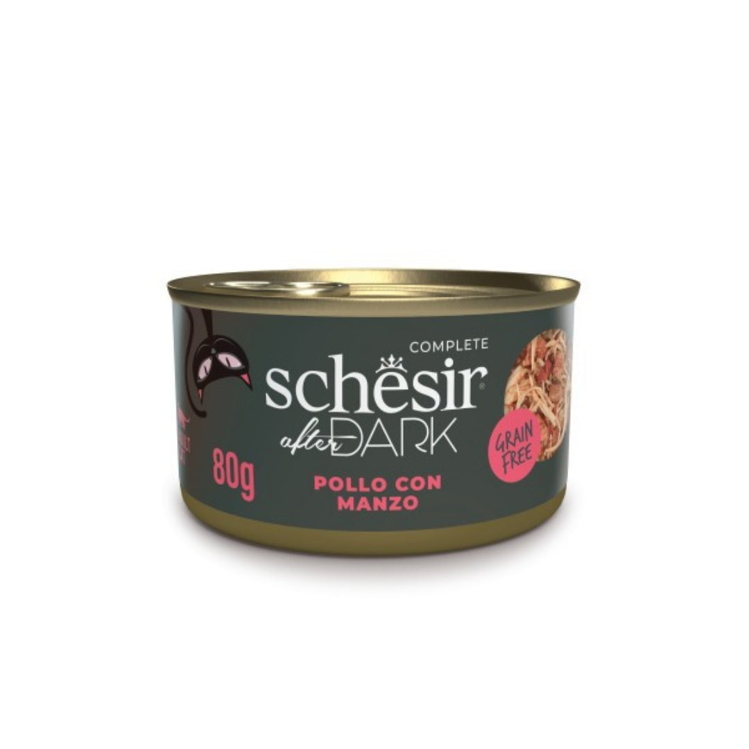 Schesir | After Dark Filetes Pollo con Ternera en Caldo (80g)