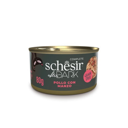 Schesir | After Dark Filetes Pollo con Ternera en Caldo (80g)