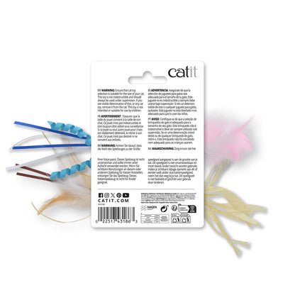 set 2 juguetes gatos plumas naturales