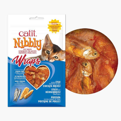 snack gatos catit nibbly wraps pollo pescado