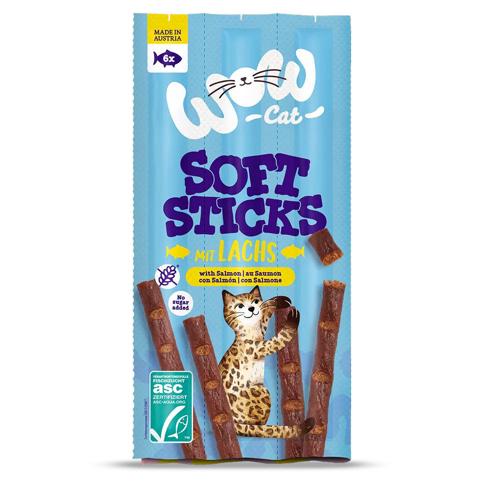 snacks blandos para gatos con salmón wow cat