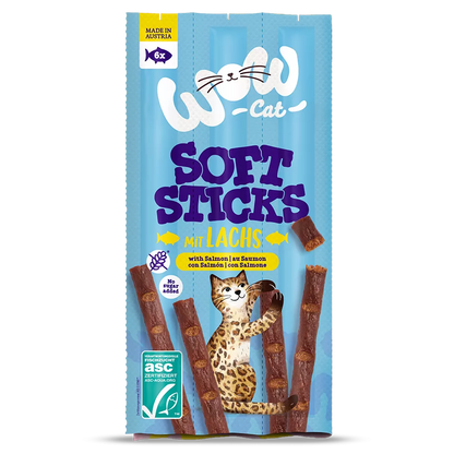 snacks blandos para gatos con salmón wow cat