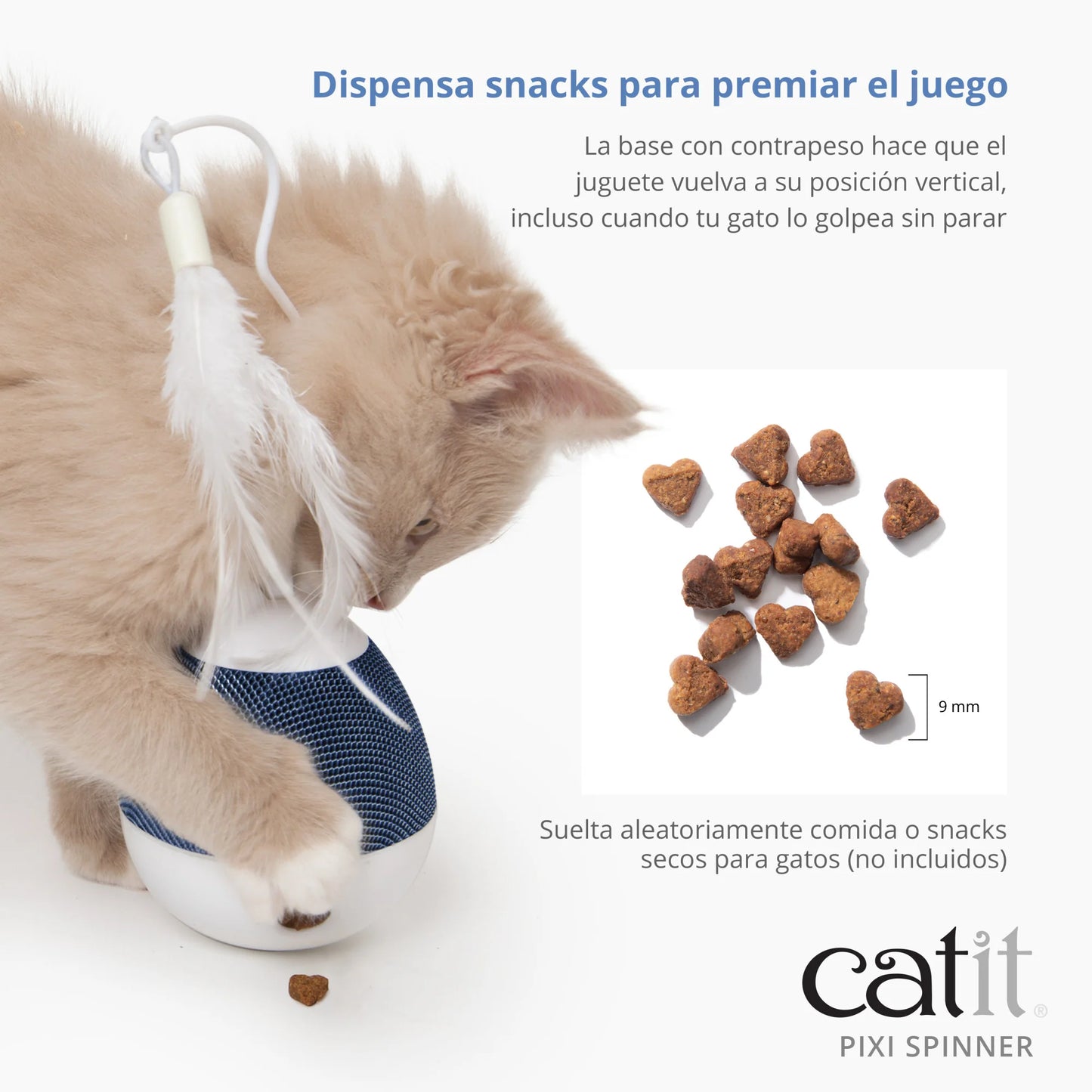 spinner interactivo para gatos con plumas y luz